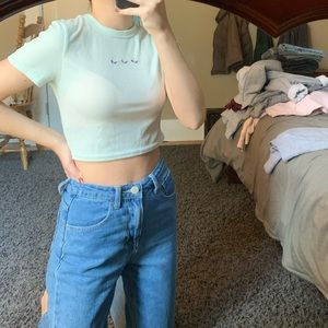 Light green cropped t shirt